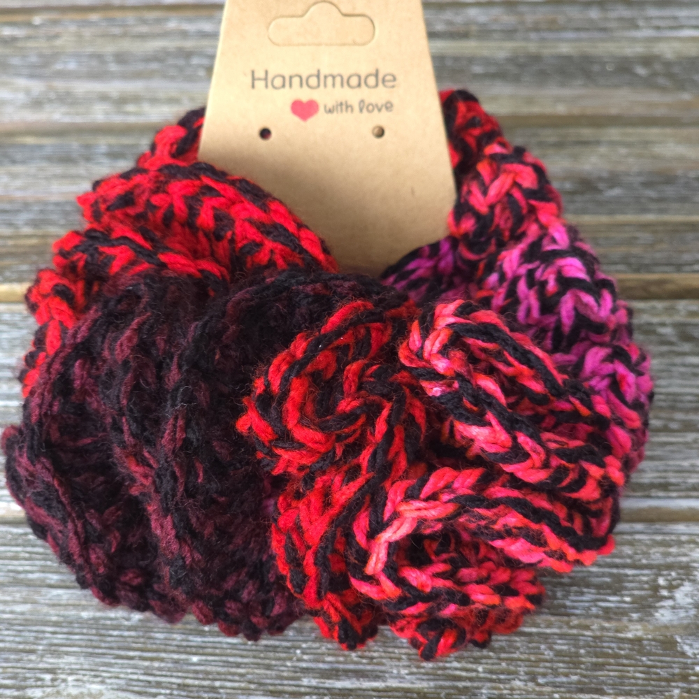 Handmade Hair Scrunchie-Strawberry Jam Colorway